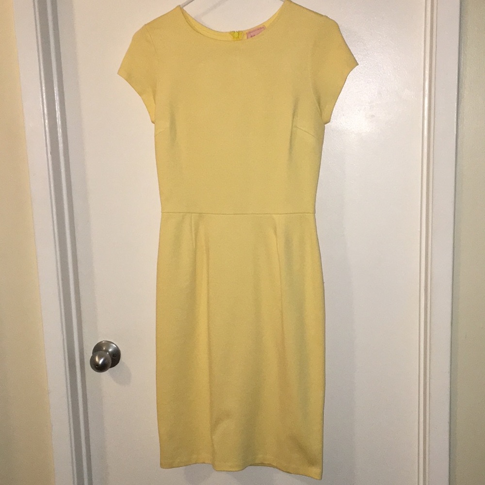 Yellow Cap-Sleeve Sheath Dress